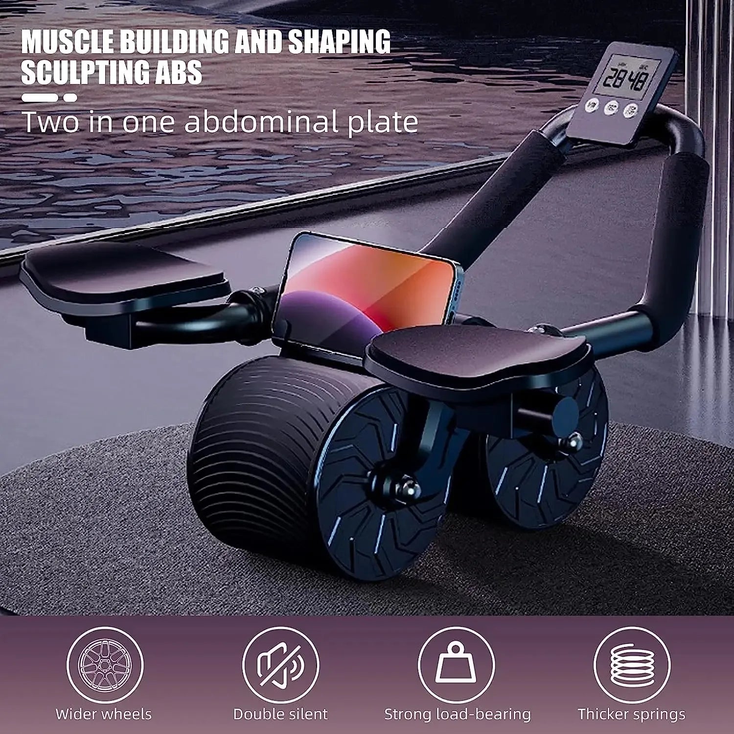 Dual-Use Arm Support AB Roller Wheel Home Use Abdominal Wheel Automatic Rebound Abdominal Exercise Machine for Men Women